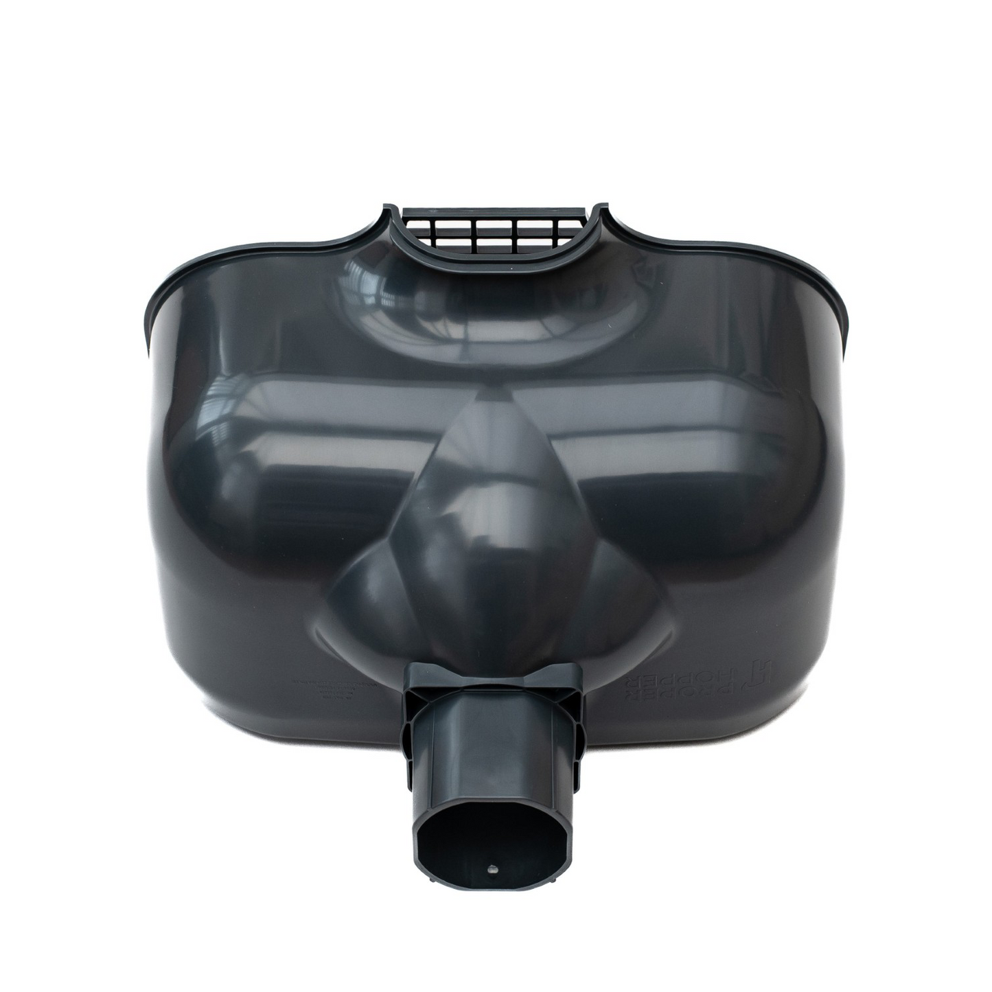 Proper Hopper Grey – Rainwater Hopper Head (65mm / 68mm) Roof-level rainwater hopper head, conductor head, leader head, or scupper box that's designed to maintain water flow under blockage, provide visible overflow warning, and protect the building from sustained hidden water damage.