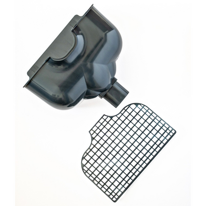 Proper Hopper Grey – Rainwater Hopper Head (65mm / 68mm) Roof-level rainwater hopper head, conductor head, leader head, or scupper box that's designed to maintain water flow under blockage, provide visible overflow warning, and protect the building from sustained hidden water damage.